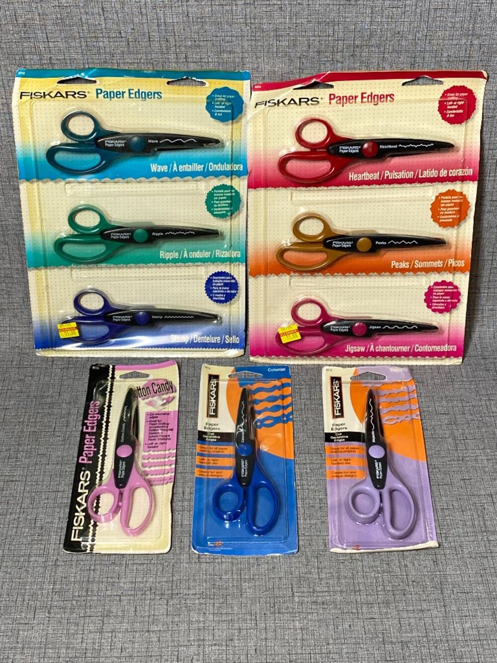 NEW OLD STOCK - 9 FISKARS Paper Edgers Lot NIP Cotton Candy Peaks Wave Ripple